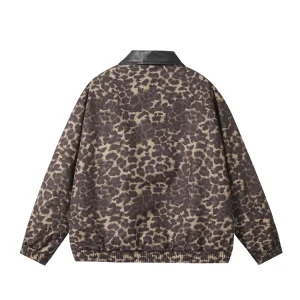 American vintage leopard print jacket men's design sense niche original design cleanfit cargo roll-neck jacket top – Image 6