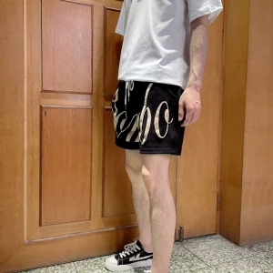 But knee-length shorts, loose hip-hop foam print, trendy suede shorts, casual mids, beach pants – Image 3