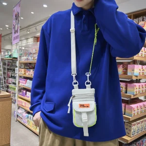 Trendy brand bungee small bag fluorescent green rope cross-body bag men's and women's hip hop mobile phone bag fashion mini personality small shoulder bag – Image 3