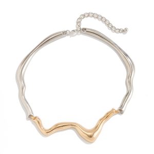 European and American cross-border liquid lava metal texture collar female choker cold wind geometric twist design sense necklace – Image 5