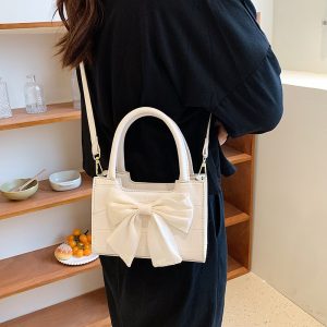 This year's popular small bag women's 2024 autumn new small square bag versatile fashion crossbody bag bow tote bag – Image 3