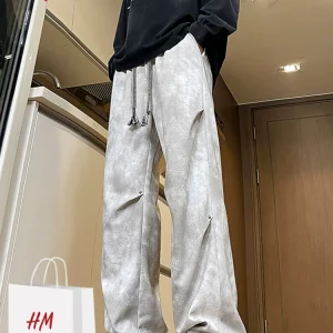 Good Things Co-branded Grass Planting Recommended HM Xiuhe Clothes Dirty Washed Straight Leg Slacks – Image 3
