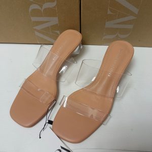 ZA New Women's Shoes Spain Foreign Trade Net Red Sandals Transparent One Line With Crystal Heel High Heel Sandals Women's PVC – Image 4