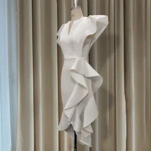 Summer new ruffled short sleeve irregular hem dress – Image 5