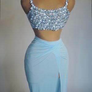 Novans 2024 cross-border foreign trade new silver diamond fairy high slit sleeveless fashion tie-in temperament long dress – Image 7