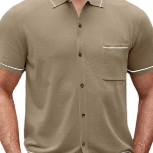 2024 Summer New Men's Short Sleeve Knit Anti-Pilling Ice Cool Silk Knit Polo Shirt Men T-Shirt – Image 5
