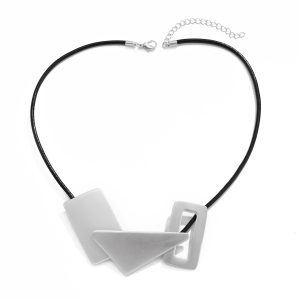 European and American cross-border exaggerated geometric stitching ins style necklace personalized metal brushed hollow neck – Image 3