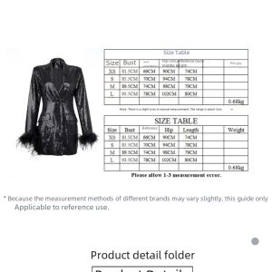 Feather blazer dress Panelled sequins, slit, wrap hip skirt, – Image 6