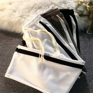 Kinglike American double-sided striped loose sweatpants, trendy couples, casual sports, hip-hop, wide-legged long pants – Image 4