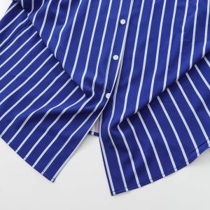 ZR Foreign Trade Wholesale European and American Style Women's New Versatile Bat-Sleeve Striped Long Sleeve Casual Shirt 3067105 – Image 3