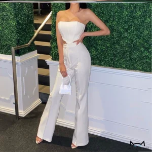 bandeau sleeveless top + flared high-waisted casual pants suit women's two-piece suit sexy temperament babes summer – Image 3