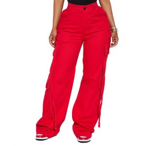Amazon Autumn 2024 European and American Women's Retro Street Sports Style Multi-Pocket Loose Wide-leg Zipper Casual Pants – Image 5