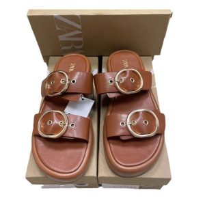 ZA manufacturers 2024 summer foreign trade new thick-soled brown flat shoes fashion temperament women's singles shoes – Image 5