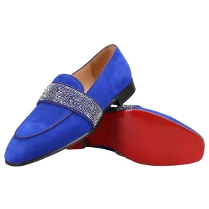 Summer new black nubuck leather square toe men's loafers handmade custom rhinestone slip-on smoking shoes – Image 4
