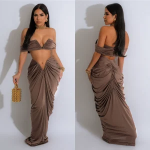 Sexy Bandeau Pleated Skirt Two-Piece Set – Image 3