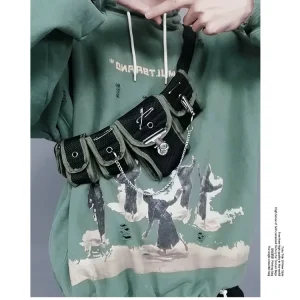 Bundy bag, women's overalls, crossbody, trendy brand, hip-hop tactics, waist bag, functional wind, dark chest bag, men's ins, super hot – Image 4