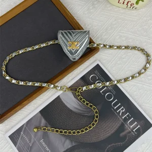 triangle waist chain accessories women's mini pouch decoration with skirt sweater suit belt bag fall winter 2024 new – Image 3