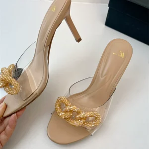 Beaded transparent sexy stiletto heels – Image 4