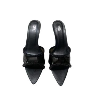 ZA summer new high heels women's shoes 2024 pointed toe straight rhinestone trimmed PVC stiletto crystal heel backspace sandals women – Image 5