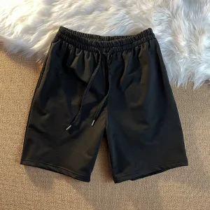 Hong Kong style sports shorts, men's five-point pants, mid-rise loose overalls, washed basketball pants, solid color, versatile couple wear – Image 3