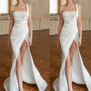 White elegant evening dress