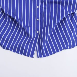 Foreign Trade Order! The new European and American style bat-sleeve loose striped shirt in autumn 3067105 – Image 3