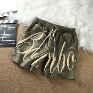 But knee-length shorts, loose hip-hop foam print, trendy suede shorts, casual mids, beach pants – Image 4
