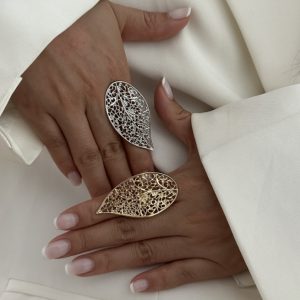 European and American cross-border jewelry irregular hollow winding ring ins style geometric ripple niche alloy ring – Image 4