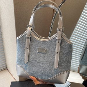 Niche denim stitched armpit bag 2024 new Korean version ins handbag shoulder bag simple color-block crossbody women's bag – Image 3