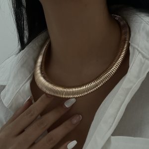 European and American cross-border jewelry, personality exaggerated style, snake bone necklace, simple and fashionable, small multi-layer collar choker – Image 4