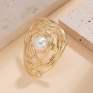 European and American cross-border jewelry irregular hollow winding ring ins style geometric ripple niche alloy ring – Image 8
