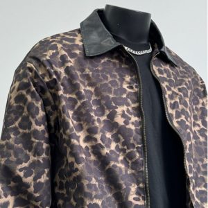 American vintage leopard print jacket men's design sense niche original design cleanfit cargo roll-neck jacket top – Image 5