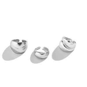 European and American cross-border jewelry ins niche texture glossy ring set exaggerated geometric opening ring girl – Image 5
