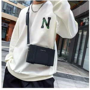 crossbody bag hard shell small square bag men's trendy brand mobile phone box bag men's bag personalized small satchel – Image 7