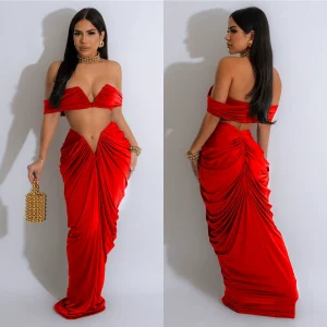 Sexy Bandeau Pleated Skirt Two-Piece Set – Image 4