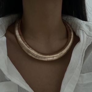 European and American cross-border jewelry, personality exaggerated style, snake bone necklace, simple and fashionable, small multi-layer collar choker – Image 3