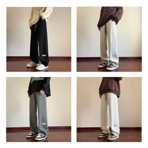 HM American High Street Straight Casual Pants Men's New Versatile Drap Sweatpants High Street Trend Plus Size Wide Leg Pants – Image 4