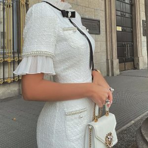 Slim Short Sleeved Small Fragrance Dress – Image 3
