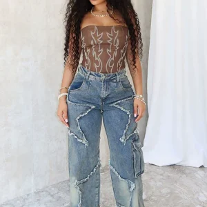 2024 torn denim women's pants рваные джинсы elastic jean – Image 3