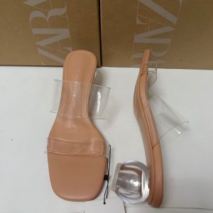 ZA New Women's Shoes Spain Foreign Trade Net Red Sandals Transparent One Line With Crystal Heel High Heel Sandals Women's PVC – Image 3
