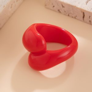 European and American cross-border jewelry Fashion geometric multi-color closed finger ring Irregular double water drop plastic ring – Image 8