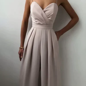 sling Jumpsuit pants small V-neck sling tube top waist wide-leg jumpsuit mopping long pants women – Image 3