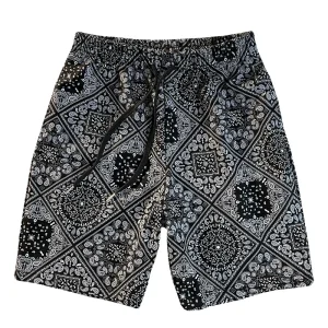 Cashew flower print cotton cropped pants men's casual shorts loose summer cargo pants mid pants beach couple – Image 5