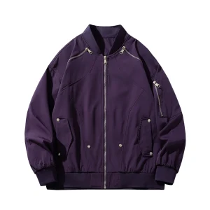 Trendy cool zipper embellished men's jacket American retro high street loose casual versatile jacket Air Force jacket – Image 3