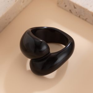 European and American cross-border jewelry Fashion geometric multi-color closed finger ring Irregular double water drop plastic ring – Image 10