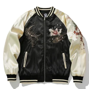 Spring and autumn heavy industry versatile nine-tailed fox beast embroidered jacket national tide men's top Yokosuka baseball uniform jacket – Image 4