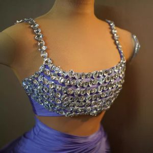 Novans 2024 cross-border foreign trade new silver diamond fairy high slit sleeveless fashion tie-in temperament long dress – Image 4