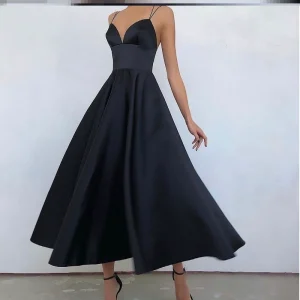Suspender dress slip dress skirt midi temperament commuter dress high waist slim fit large swing skirt – Image 4