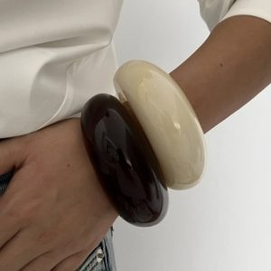 European and American cross-border jewelry fashion sense multi-color curved texture bracelet irregular acrylic acetate bracelet – Image 4