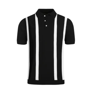 Summer Elegant Gentleman Color-Block Striped Polo Shirt Men's Fashion Retro Business Casual Slim Fit Men's T-Shirt Short Sleeve – Image 3
